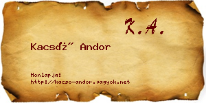 Kacsó Andor névjegykártya